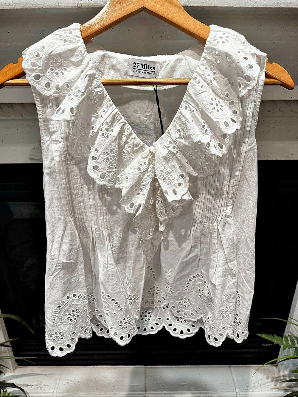 🆕 27 Miles Odina Eyelet Ruffle Blouse in White Size Small NWT